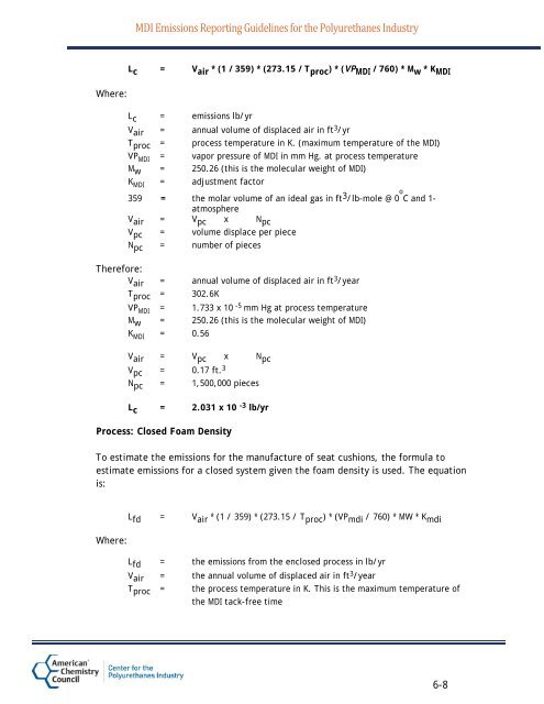 MDI Emissions Reporting Guidelines for the ... - Polyurethanes