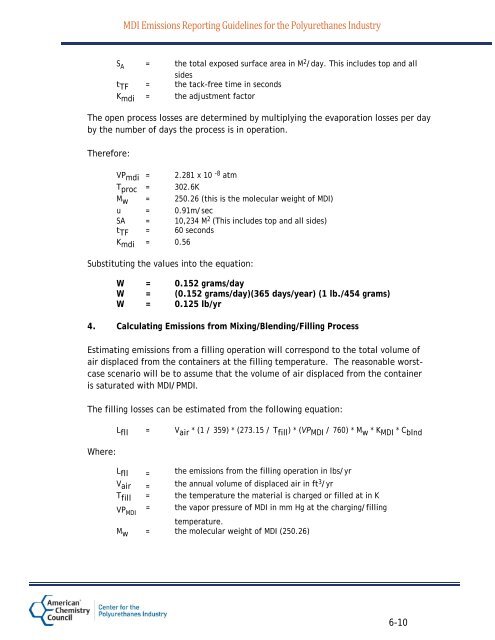 MDI Emissions Reporting Guidelines for the ... - Polyurethanes