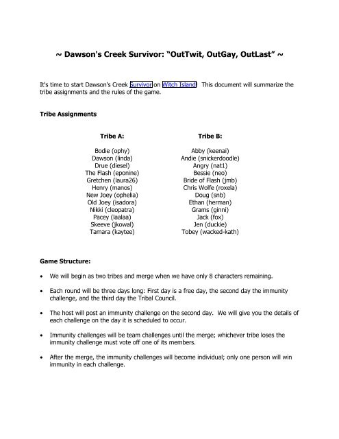 Dc Survivor Game Rules Pdf Dawson S Creek Fandom Wiki
