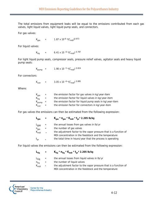 MDI Emissions Reporting Guidelines for the ... - Polyurethanes