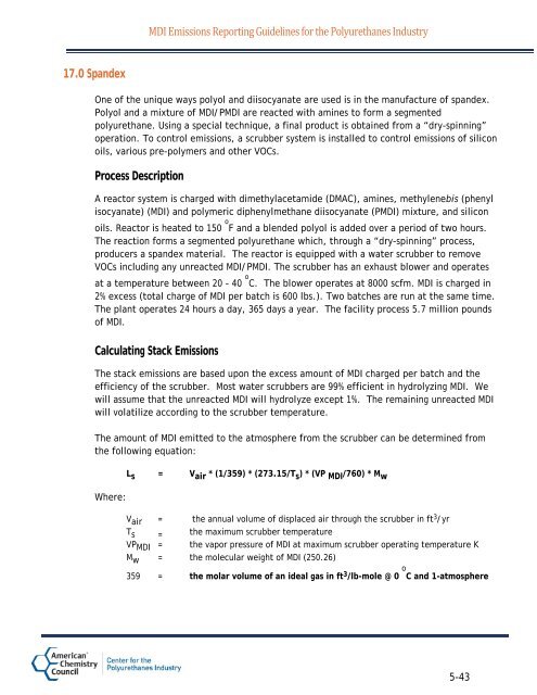 MDI Emissions Reporting Guidelines for the ... - Polyurethanes