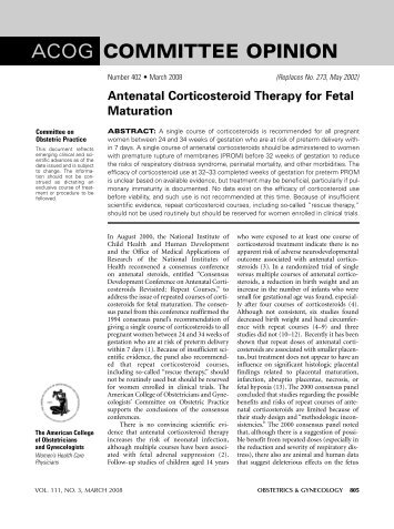 Antenatal Steroids ACOG 2008