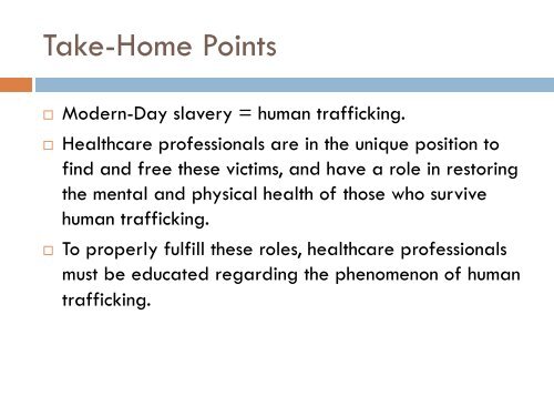 HUMAN TRAFFICKING and Health Care - Stanford University