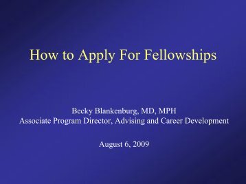 How to Apply For Fellowships - Pediatrics House Staff