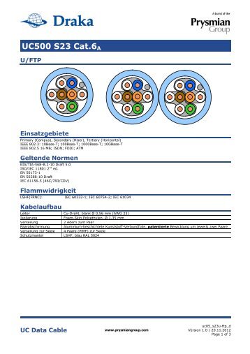 UC500 S23 Cat.6A - Draka Communications - Prysmian Group