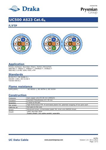 UC500 AS23 Cat.6A - Draka Communications - Prysmian