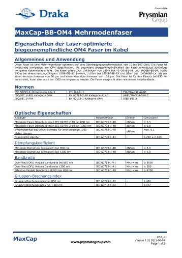 MaxCap-BB-OM4 Mehrmodenfaser - Draka Communications ...