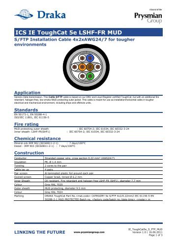 Download datasheet - Draka Communications - Prysmian Group