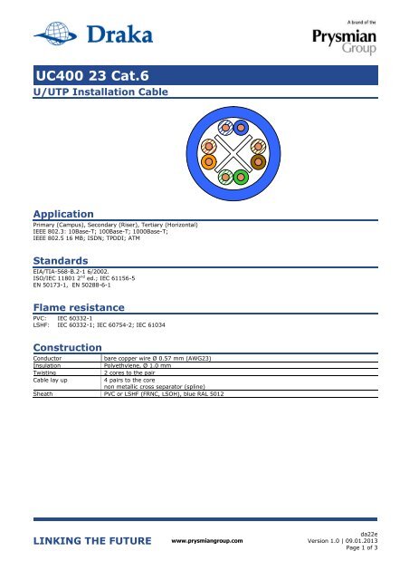 UC400 23 Cat.6 - Draka Communications - Prysmian Group