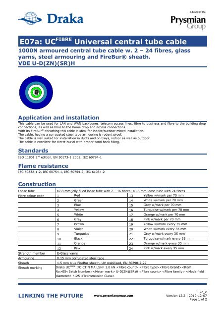 Download Datasheet - Draka Communications - Prysmian Group