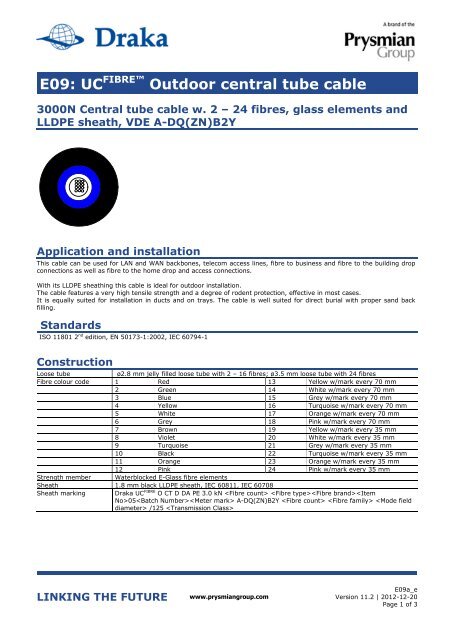 E09: UCFIBRE™ Outdoor central tube cable - Draka ...