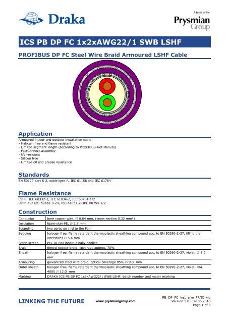 ICS PB DP FC 1x2xAWG22/1 SWB LSHF - Draka Communications ...