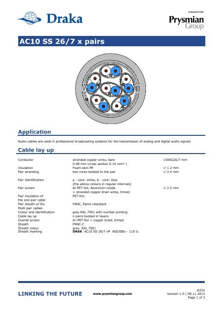Download Datasheet - Draka Communications - Prysmian Group