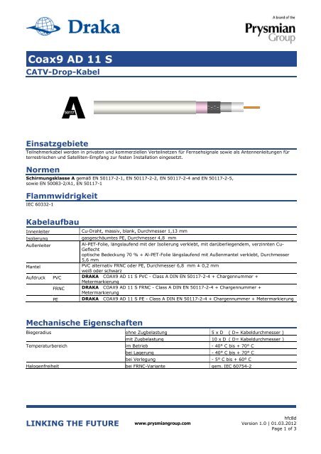 Coax9 AD 11 S - Draka Communications - Prysmian Group