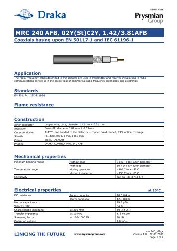 Download datasheet - Draka Communications - Prysmian Group