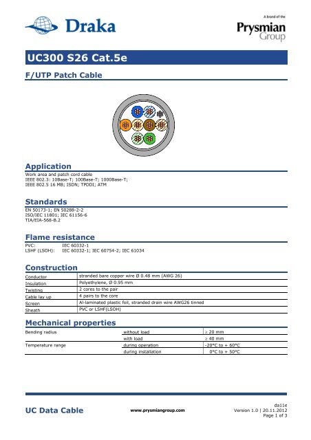 Download datasheet - Draka Communications - Prysmian Group