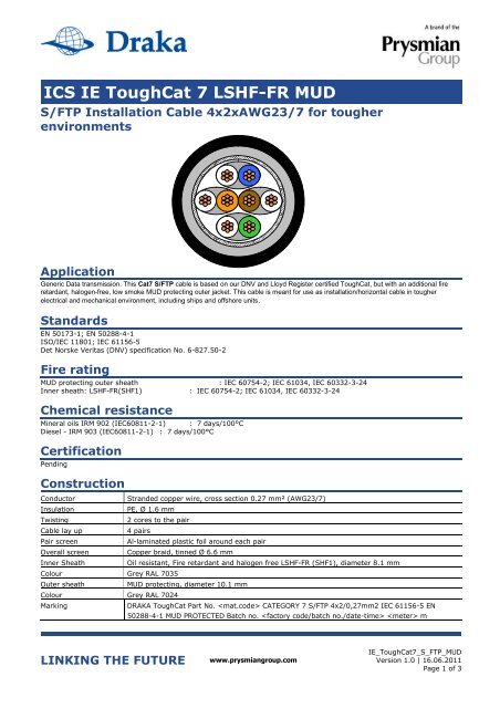 ICS IE ToughCat 7 LSHF-FR MUD - Draka Communications ...