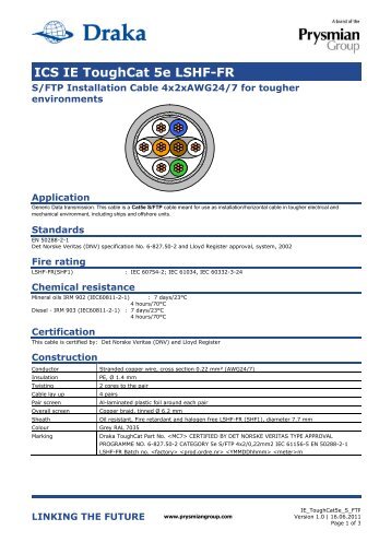 Download datasheet - Draka Communications - Prysmian Group