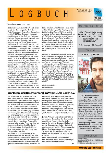 Ausgabe 11 Januar/Februar 2013 (PDF) - Das Boot eV