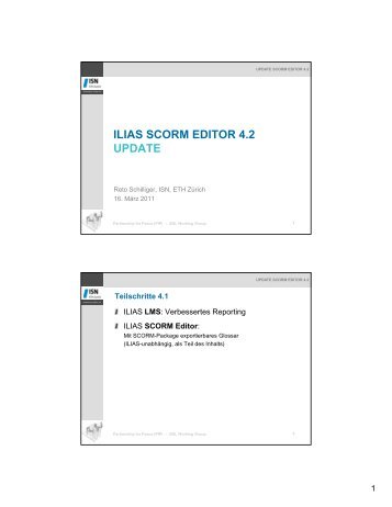 ILIAS SCORM EDITOR 4.2 UPDATE - ILIASuisse