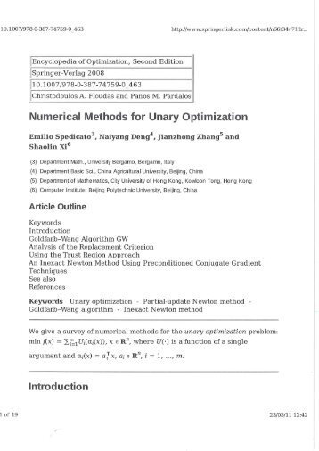 Encyclopedia of Optimization, Second Edition Springer-Verlag 2008