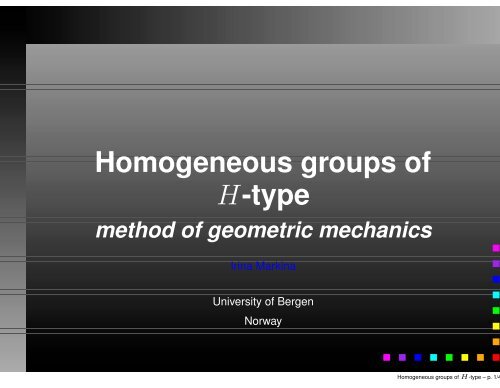 Homogeneous groups of H-type