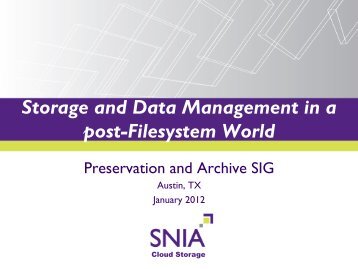 SNIA's Cloud Archive & Cloud Data Management Interface