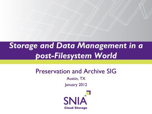 SNIA's Cloud Archive & Cloud Data Management Interface