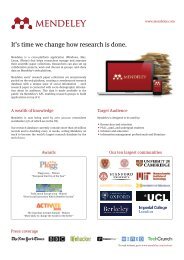 Mendeley Fact Sheet - (lib.stanford.edu) include