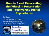 How to Avoid Reinventing the Wheel in Preservation and ...