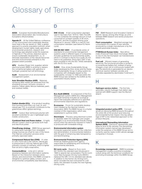 Sustainable Value Report 2001/2002 - BMW Group