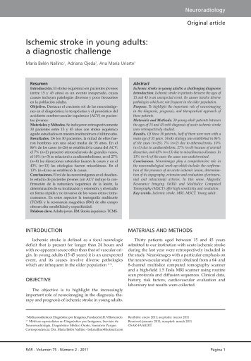 Ischemic stroke in young adults - International Society of Radiology