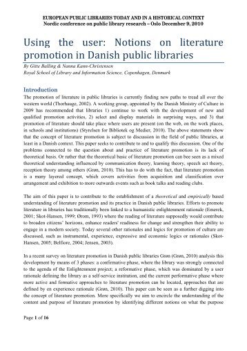 Notions on literature promotion in Danish public libraries