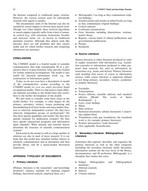 UNISIST Model and Knowledge Domains