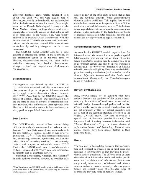 UNISIST Model and Knowledge Domains