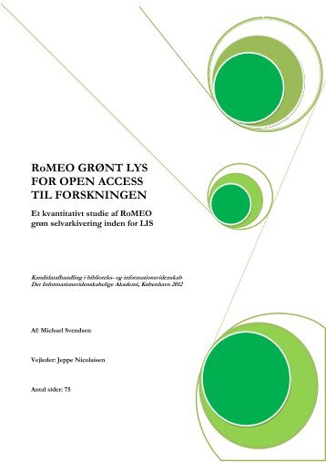 RoMEO Gr nt Lys for Open Access til Forskningen ... - Forskning - IVA