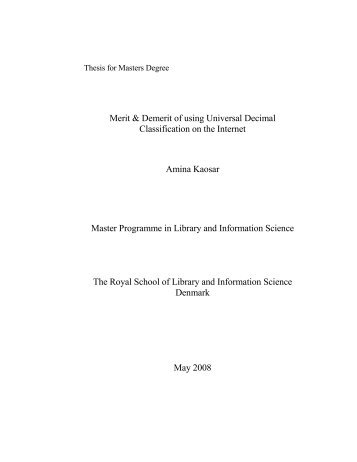 Merit & Demerit of using Universal Decimal Classification on the ...