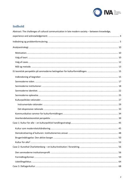 Kulturformidlingens udfordringer i det senmoderne ... - Forskning