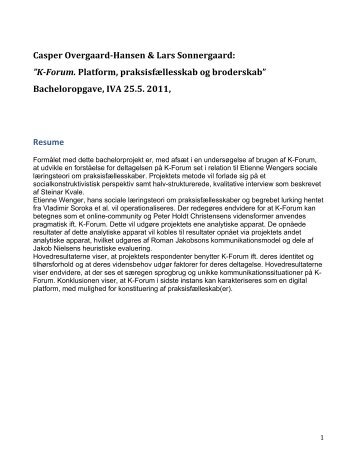 Casper Overgaard-Hansen & Lars Sonnergaard ... - Forskning - IVA