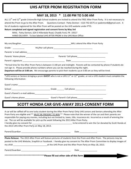 Registration form - Unionville High School - Unionville-Chadds Ford ...