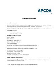 KUNDENINFORMATIONEN - Apcoa Autoparking GmbH