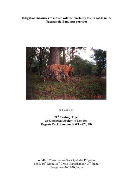 WCS Reducing Wildlife Mortality Final report 2010 - 21st Century Tiger