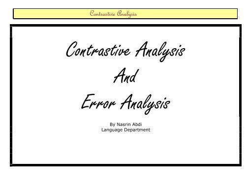 Contrastive Analysis