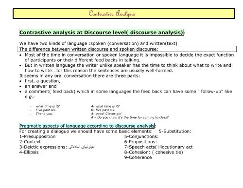 Contrastive Analysis