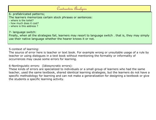 Contrastive Analysis