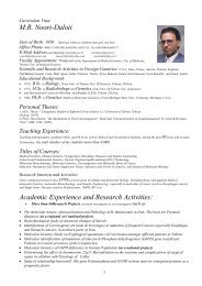 M.R. Noori-Daloii Academic Experience and Research Activities: