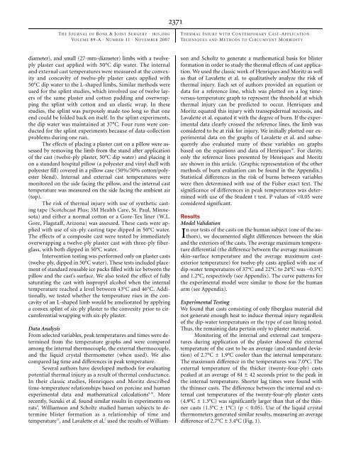 Thermal Injury with Contemporary Cast-Application Techniques and ...