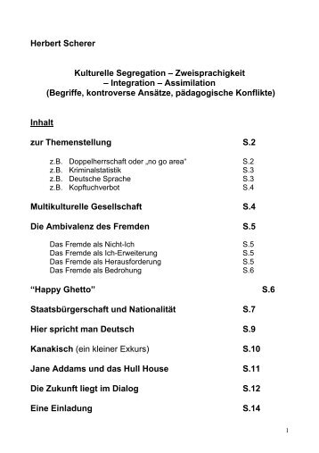 Herbert Scherer Kulturelle Segregation ... - Spinnenwerk