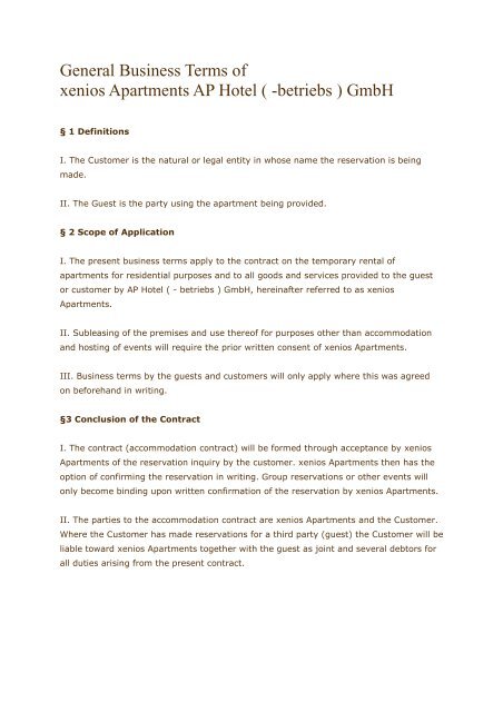 general terms and conditions - Apartmentservice