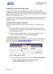 E-Resources at the University of Kent. Accessing ... - Drill Hall Library